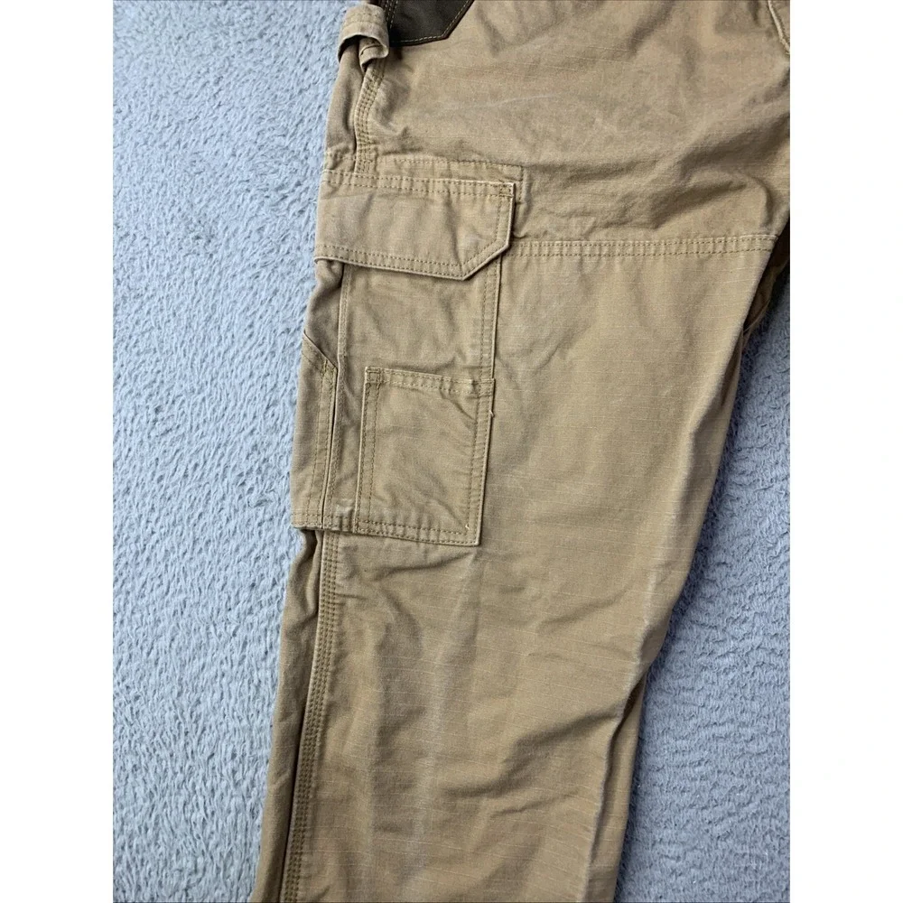 Wrangler Work Cargo Duck Canvas Pants Men's 34x30 Khaki Utility Double Knee